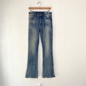 Blank NYC Women's The Hoyt High-Rise Mini Flare Jeans Blue Size 27 Split Ankle